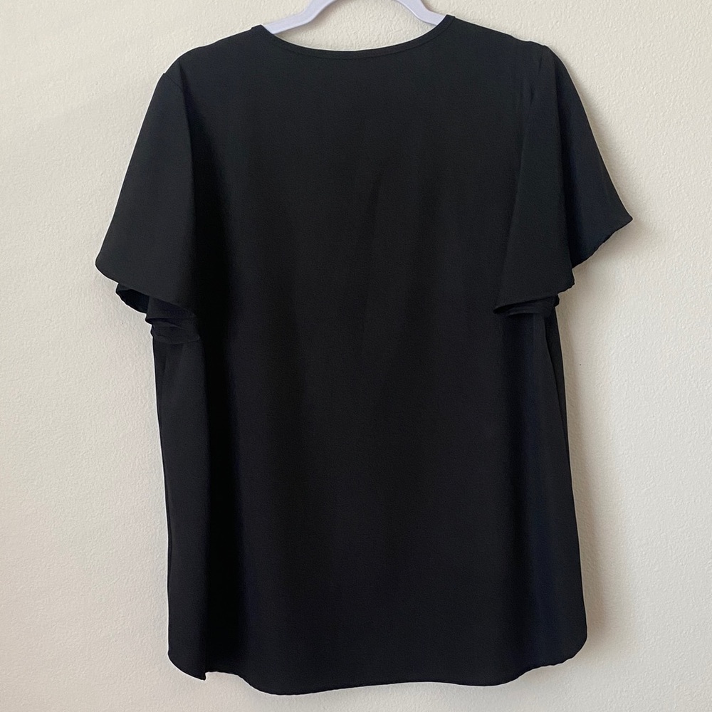 2 Hearts Black V-Neck Blouse - Picture 3 of 6
